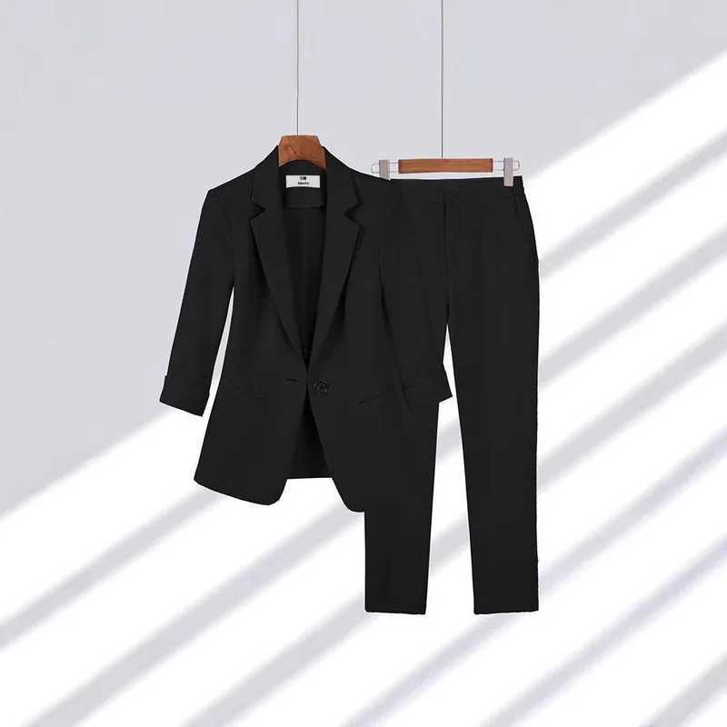 Elegant Womens Two Pieces Set Outfits Casual Long Slved Blazer and Pants Suit for Female Strtwear Spring and Autumn 2025 X250704