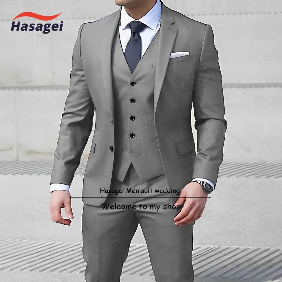 Navy Blue Mens Business Suit 3-piece Slim Fit Jacket Pants Vest Formal Commuting Clothes Wedding Groom Tuxedo X250704