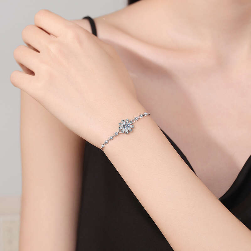 S925 Pure S925ier for Women S925uower Light High-end Feel 50 PointS925 MoiS925S925anite Bracelet AdjuS925table 6e9
