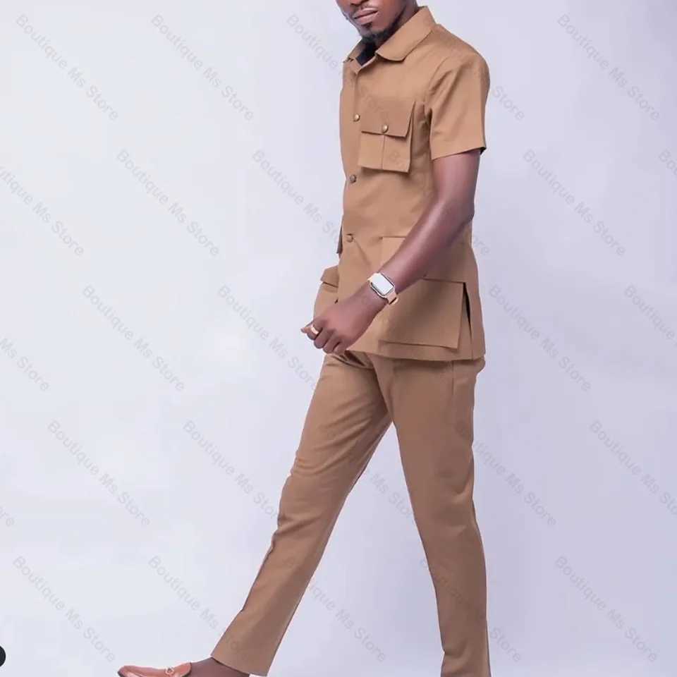Summer Short Sleeves Single Breasted Men Suit Two Pieces (Jacket+Pants) Casual Party Prom Wedding Outfit Set X250704