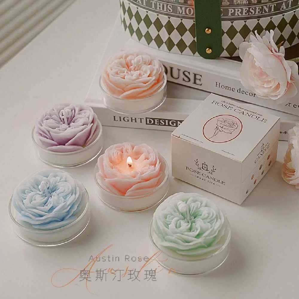 Rose Scented Candle Soy Wax Flower Aromatherapy Scented Candle for Valentines Day Birthday Wedding Gifts Home Decoration Candle W250704