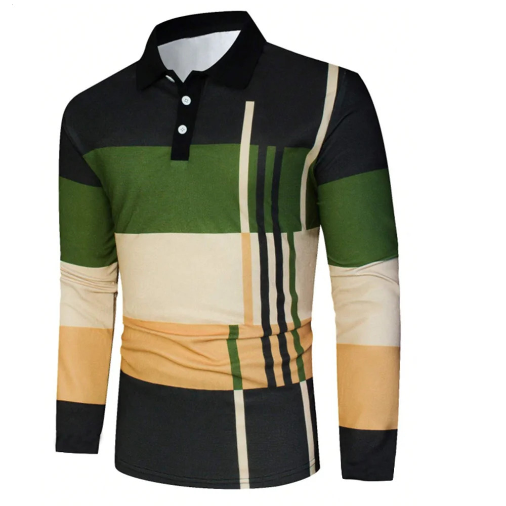 Spring Mens Polo Shirt Long Sleeve Stand Basic Blouse Tee Shirt Top Casual T-shirt Men Shirt 250704