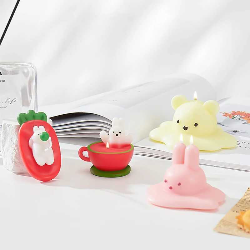 1PC Cartoon Bear/Rabbit/Cat/Octopus Decorative Aromatic Candles Soy Wax Scented Candle for Birthday Wedding Candle W250704