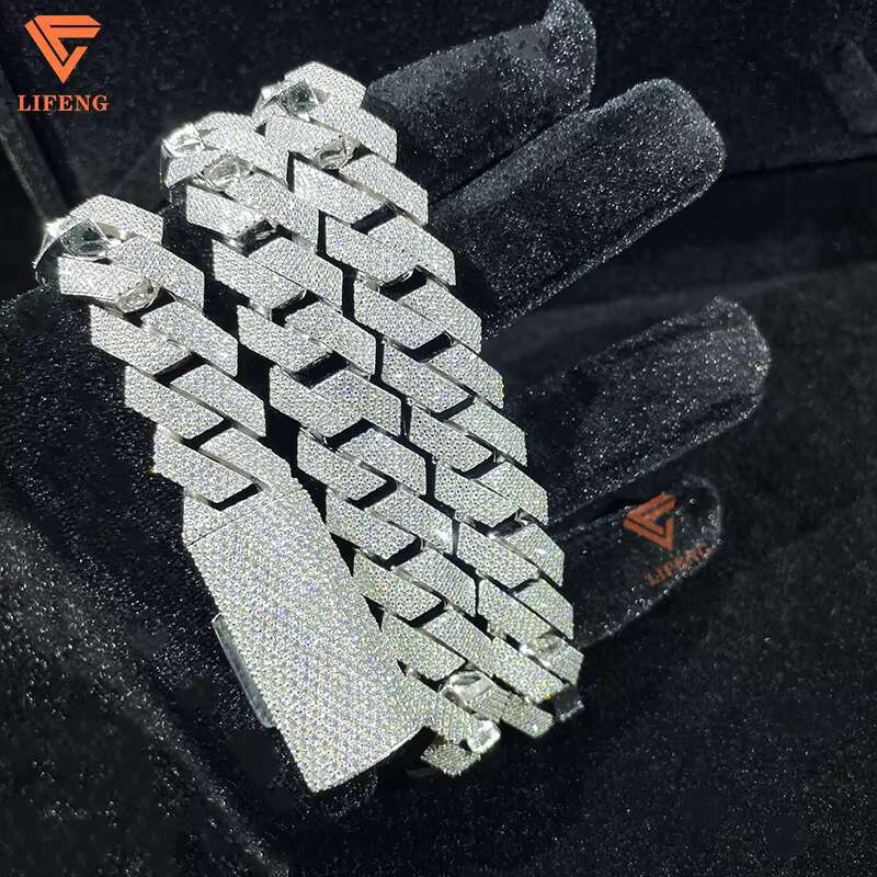 15MM 925 Sterling Silver Iced Out VVS Moissanite Diamond Pendant Fine Jewelry Hip Hop Cuban Link Chain Men Gold Plated White Gold