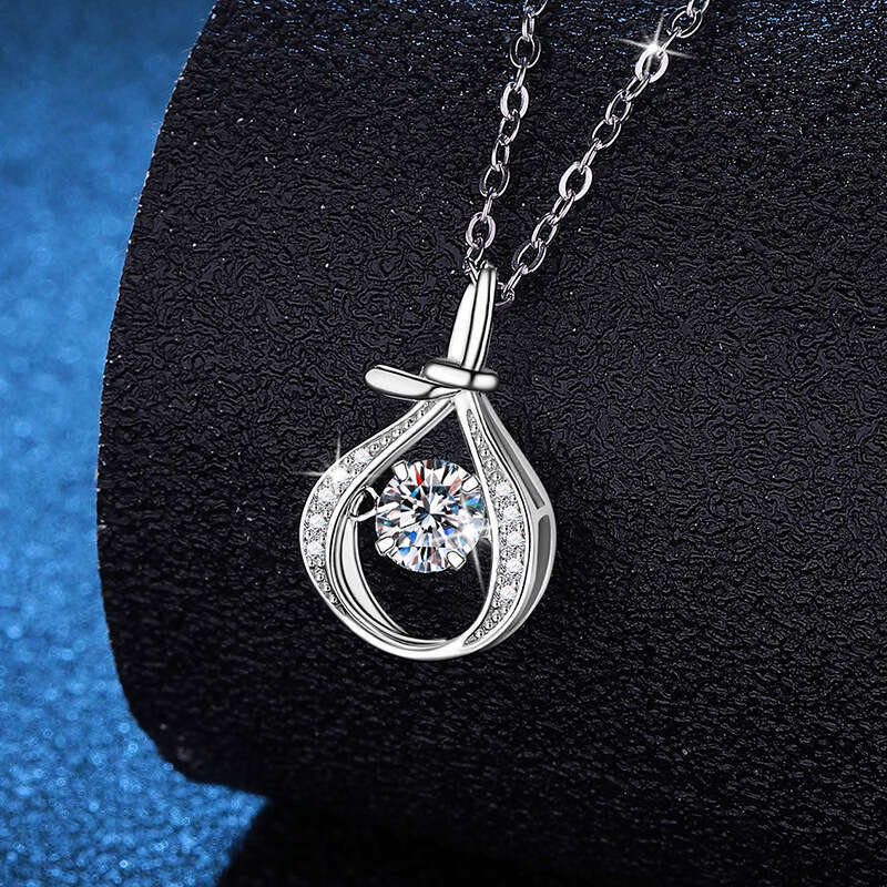 S925 Pure S925ier Necklace ChineS925e S925tyle Lucky Bag 2024 Dynamic Pendant MoiS925S925anite Collarbone Chain for Women 9cf