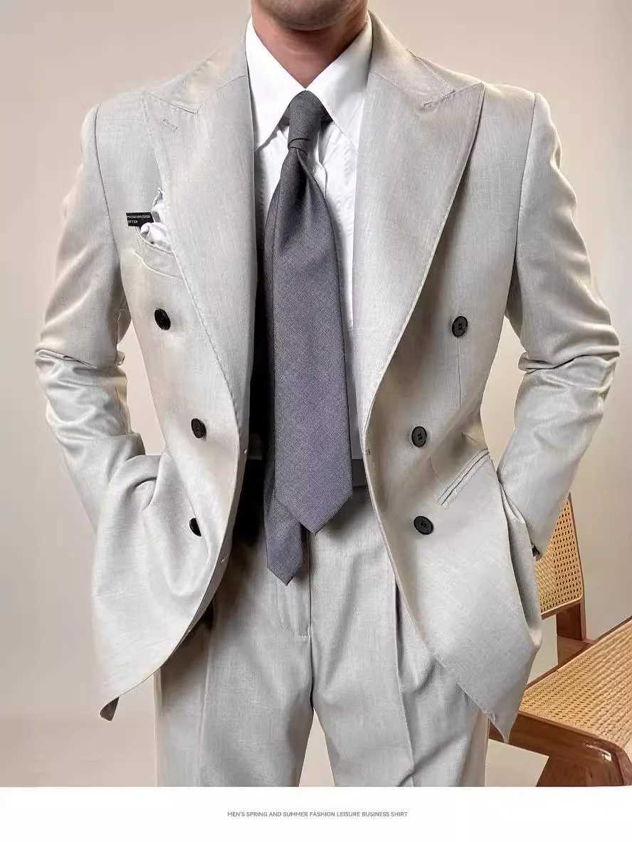 High Quality Slim Fit Mens Suit Set Slim Fit Luxury Wedding Tuxedos Fashion Mens Blazer Pants 2 Pieces Business Suits Sets X250704
