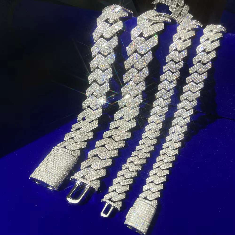 Men Iced Out Hip Hop Jewelry Factory Price 8mm 10mm 12mm Width Cuban Link Chain Necklace