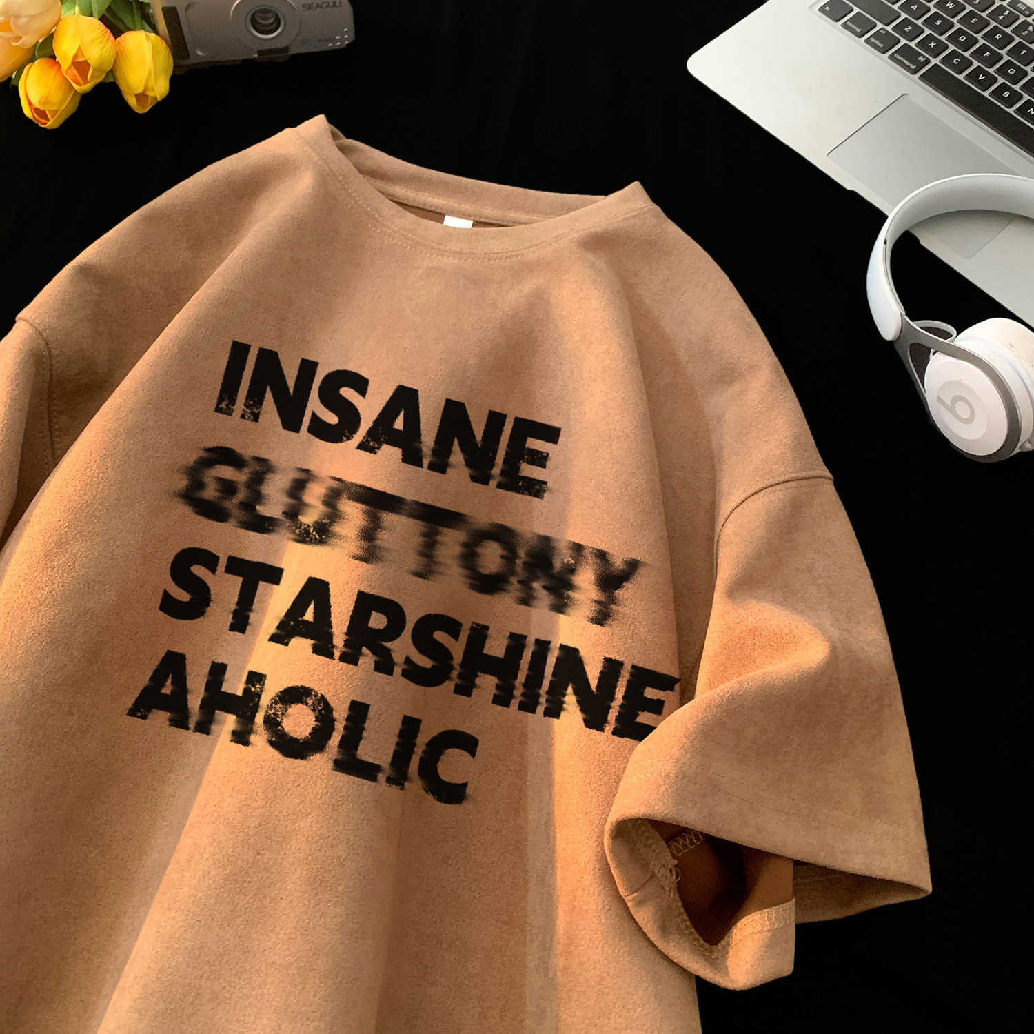 American Heavyweight Letter Print Round Neck Short Sleeve Designer Short Sleeves T-shirt For Men 2025 Summer Thin Trendy Brand Cool Half Sleeve Tee