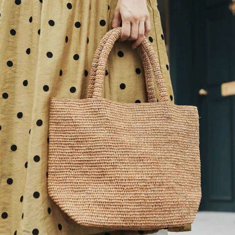 Straw Beach Bag Beach Bags Raffia Handwoven Summer Simple Vacation Beach Casual Versatile Shoulder Bucket Bag Beach Tote Bag