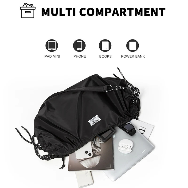 Mens Bag Waterproof Scool Bag Two Colors Drawstring Letter Label Zipper Bag Travel Crossbody Bag Large Mens Purse 250702
