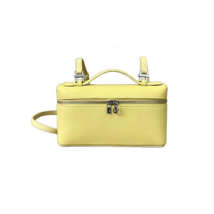 LP19 Lunch Box Piana Genuine Leather Women's Single Shoulder Crossbody Handbag Macaron Color Series Lychee Texture Makeup Bag
