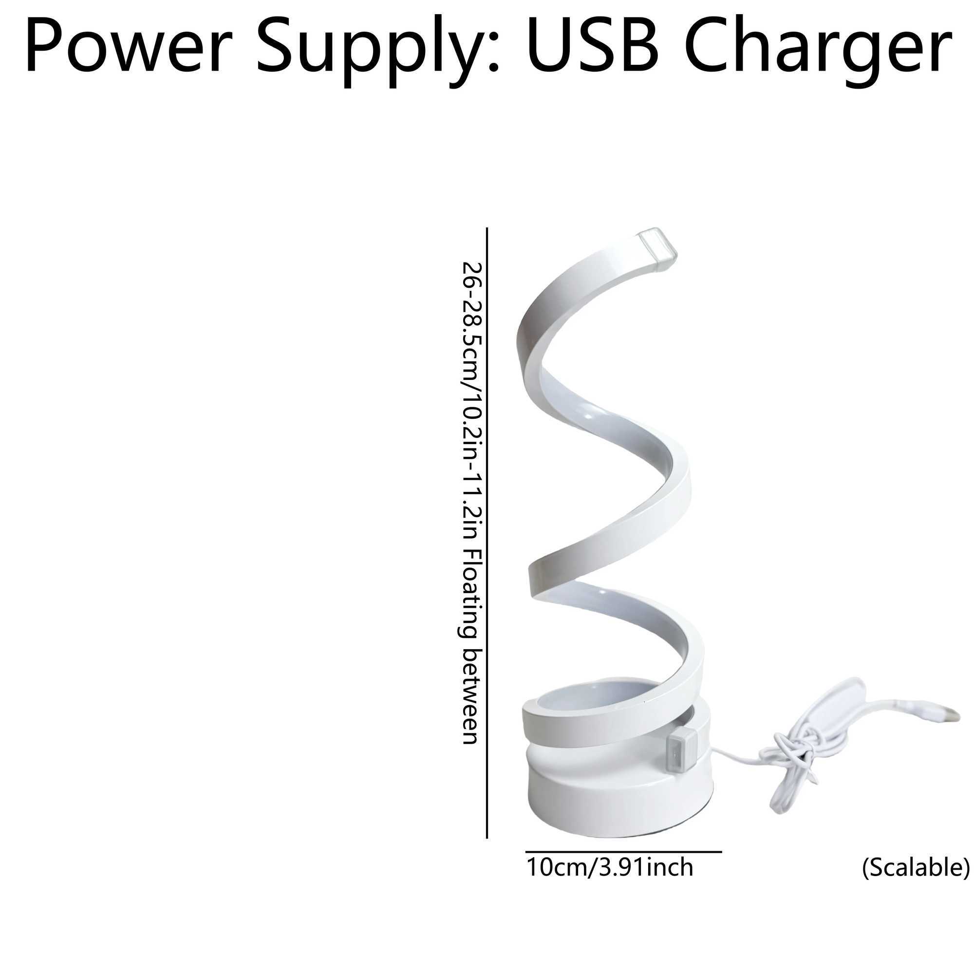 Modern elegant white spiral desktop lamp powered by USB with three-color dimming suitable for various types of rooms. XJ250703