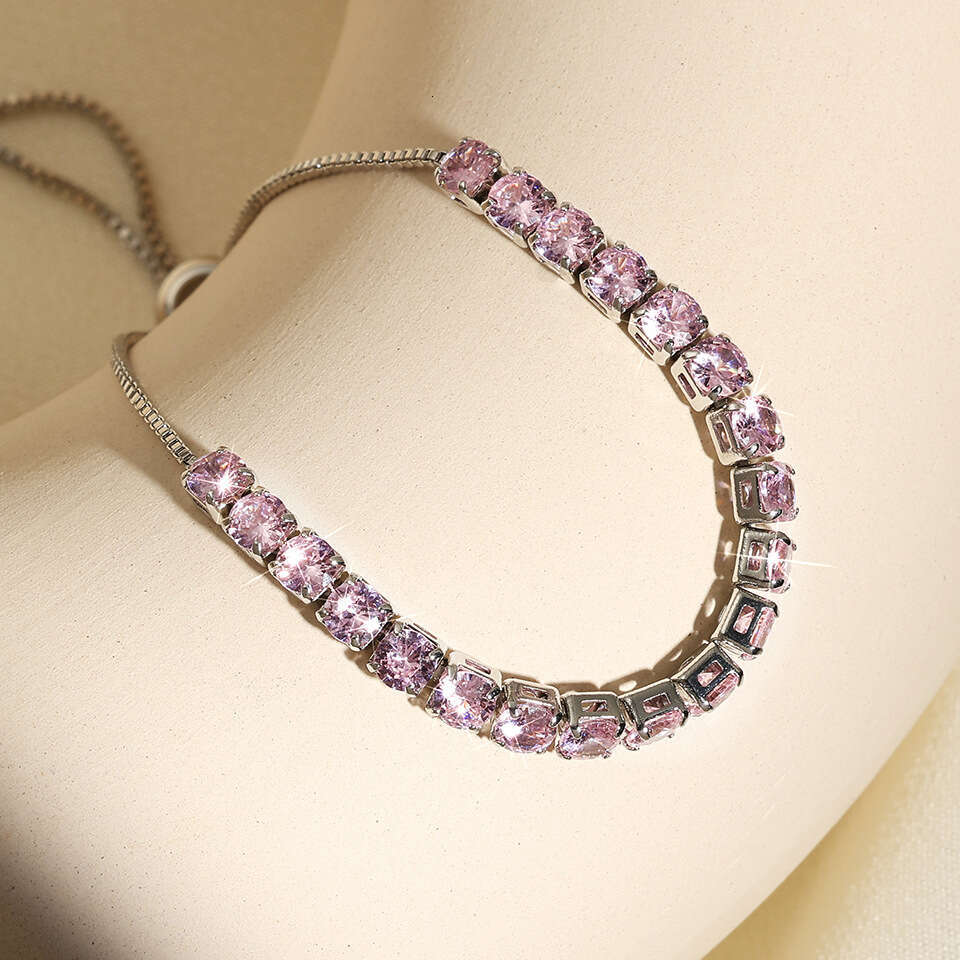 INS New Hot Selling Luxury Jewelry Designer Bracelet For Women Plated with 18K Gold Diamond Round Crystal 4mm Shining Non Fading Pulling Bracelet OL D