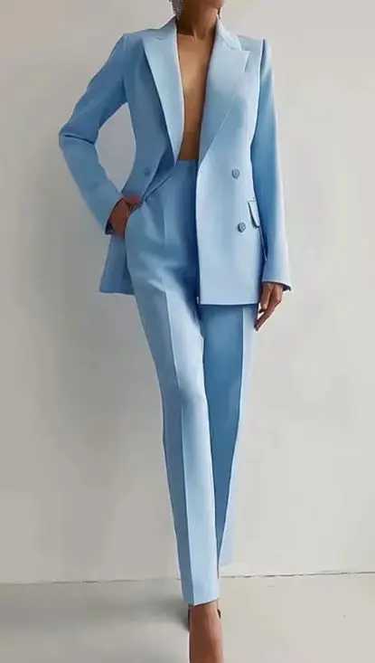 office blazer pants two piece set womne fashion buton suit coats two piece sets autumn winter fashion casual solid pant sets X250704