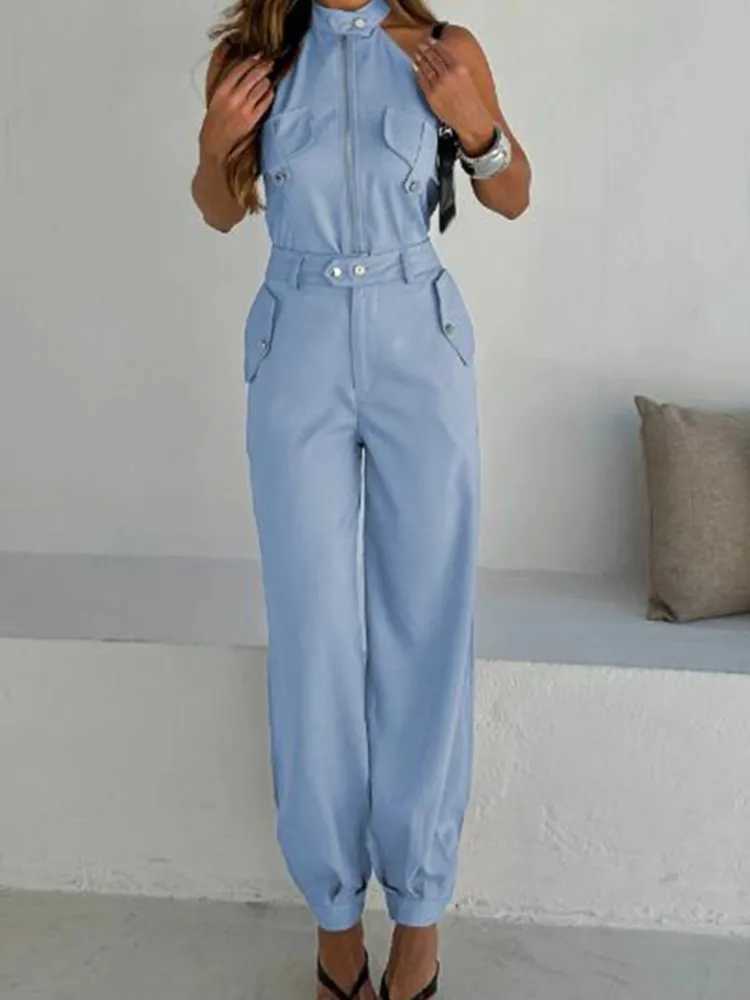 New Womens Spring And Summer Temperament Commuting Suit Sexy Strt Style Hanging Neck Top Casual Workwear Pants Two-piece Sets X250704