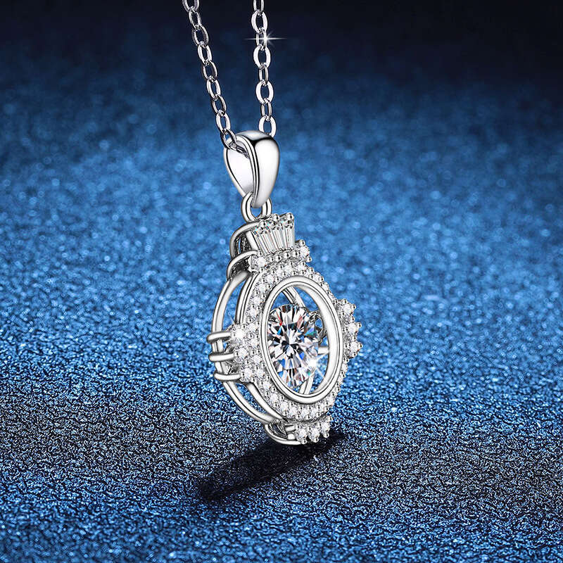 S925 Pure S925ier with Korean S925tyle Dynamic Pendant 1 caratS925 MoiS925S925anite Necklace for Women f4b
