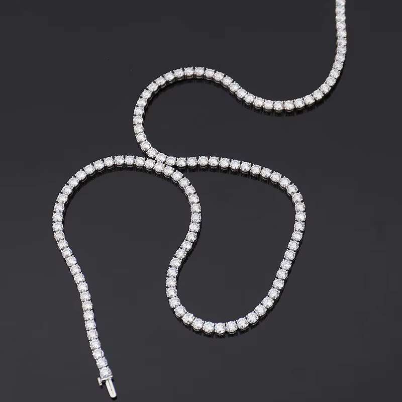 New Arrivals Bulk Stock moissanite cluster tennis chain Platinum gold DEF VVS moissanite tennis gifts iced out tennis chain