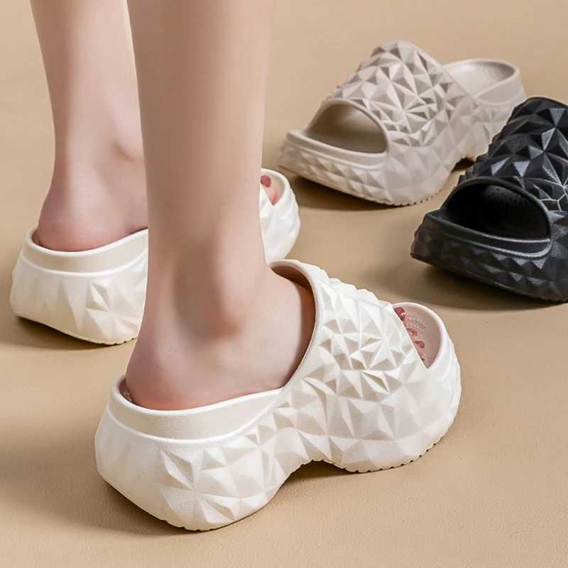 Womens Chunky Platform Slippers Summer Comfort Soft Thick Bottom Slides Woman for Sandals New Open Toe Non-slip Beach Shoes W250704