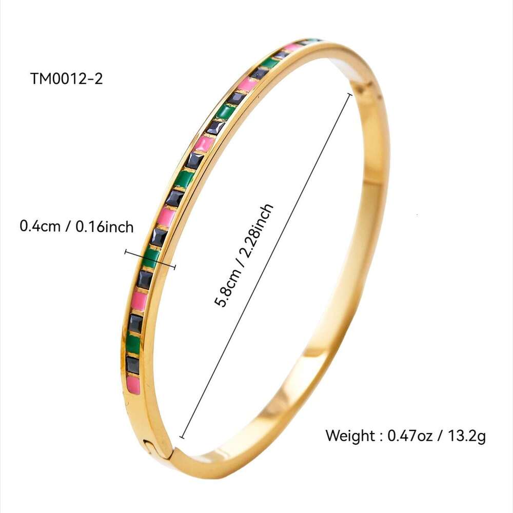 DHCollections 18K Gold Plated Geometric CZ Bracelet - Minimalist Stainless Steel Bangle for Women | Hypoallergenic Fashion Jewelry (58g)