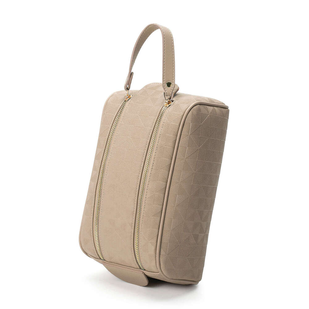 Lacel Urwebin Fashion Embossed Portable Double Zipper Makeup Clutch Toiletry Storage Large Capacity Handheld Cosmetic Bag
