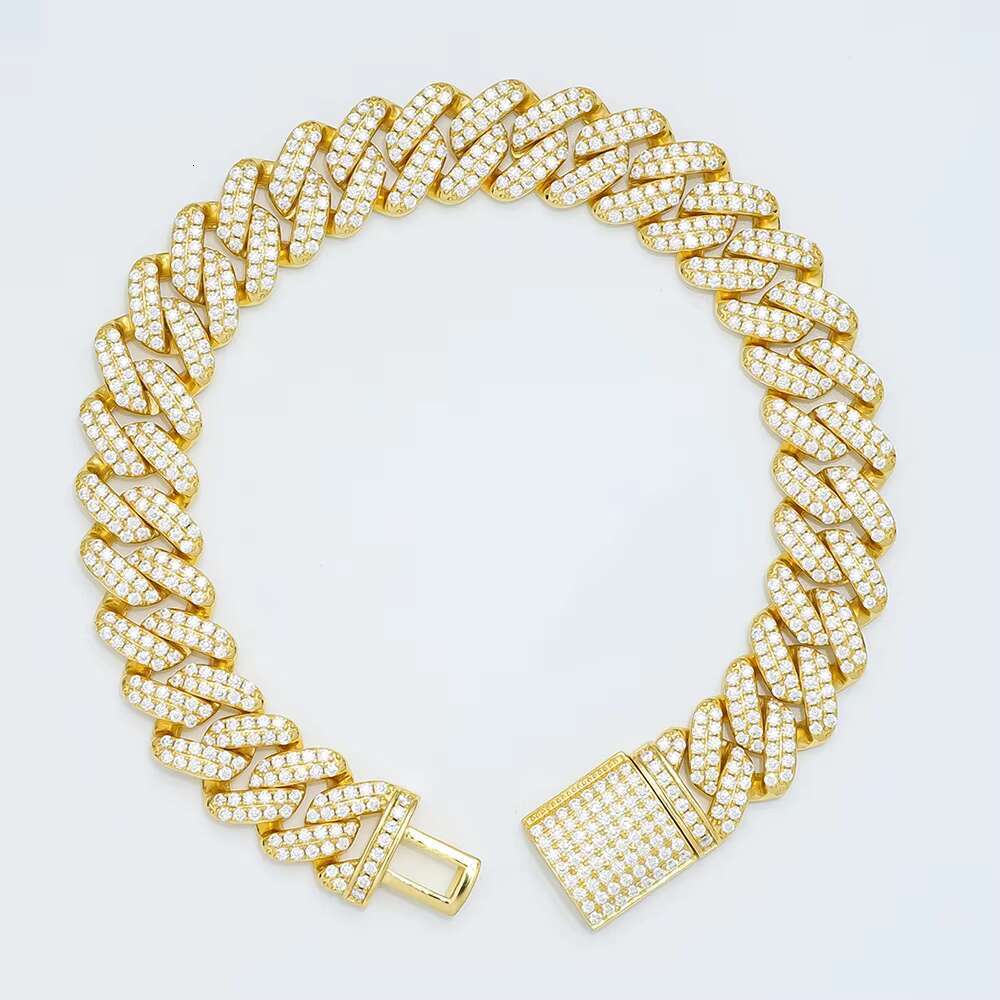 High Quality 925 Silver Moissanite Jewelry Rhombic Style Cuban Bracelet for Man