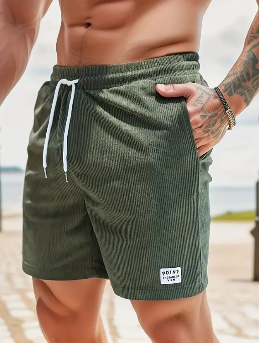 Summer Shorts Mens Fashion Casual Loose Straight Running Exercise Fitness Outdoor Wear Corduroy Clothes 250704