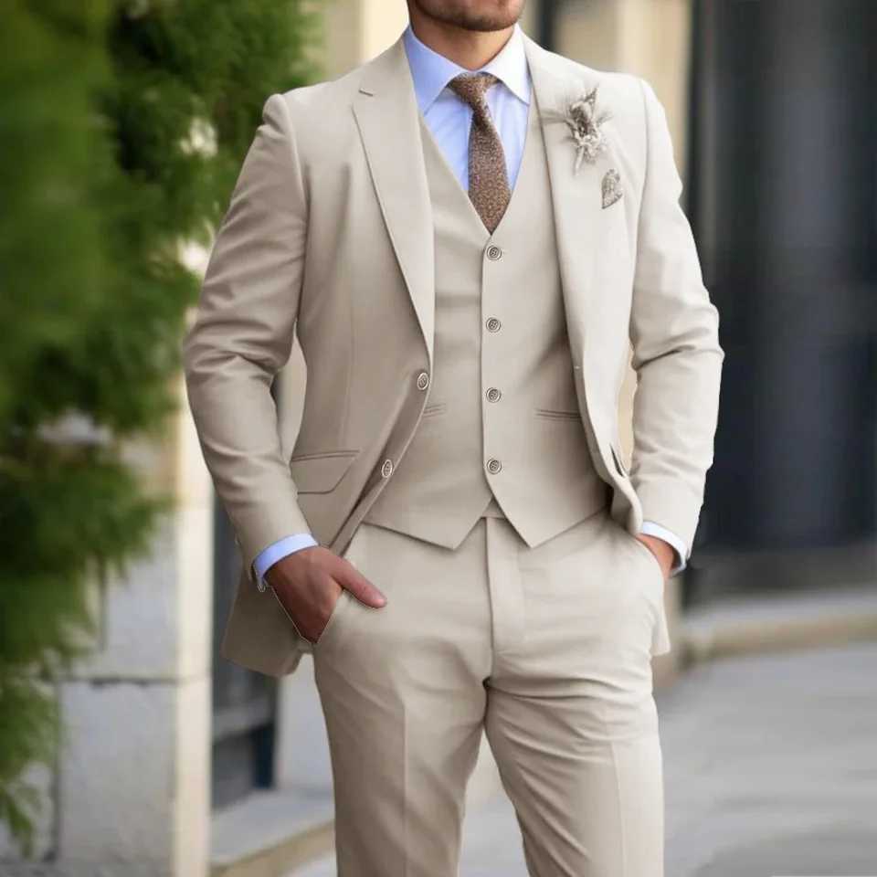 Elegant Black Gray Suits For Men Slim Fashion Design Groom Wedding Blazer Vest Pants Boyfriend Wear Party Prom Suits Custom Made X250704