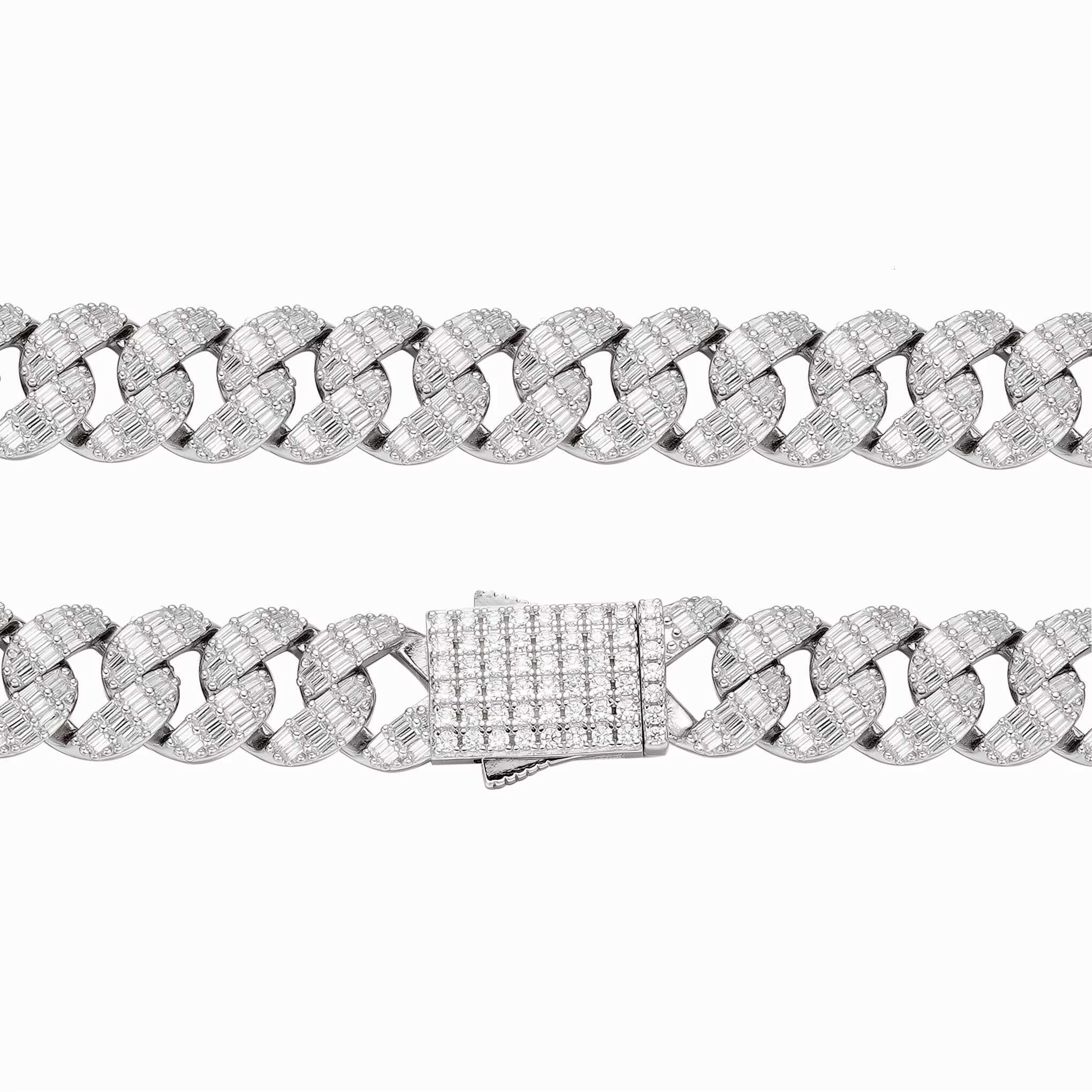 Fashion Hip Hop Reasonable Price Jewelry Purple Box Clasp Zircon Brass Miami Cuban Chain Choker Necklace