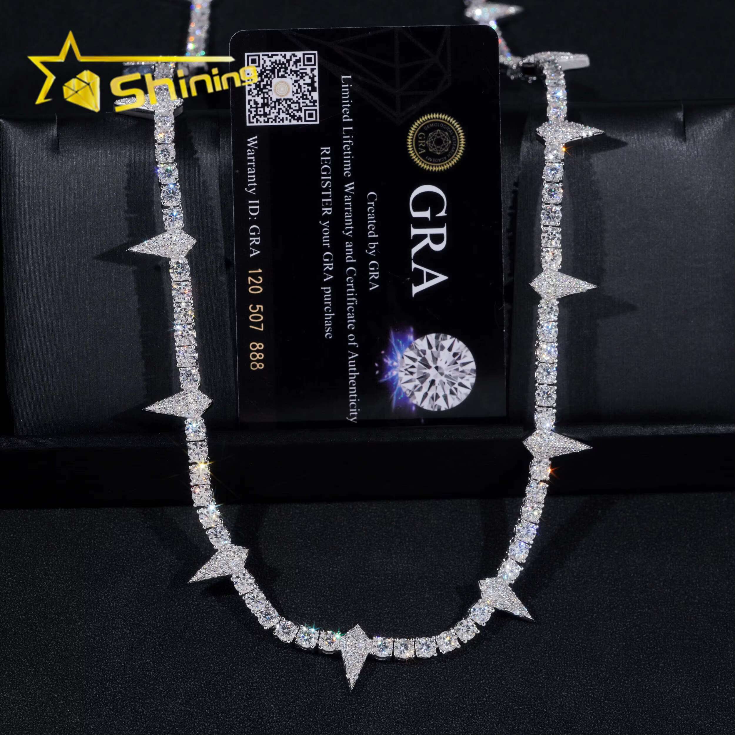 Custom Tennis Necklace Silver 925 New Design Iced Out Vvs Moissanite Diamond Hip Hop Lab Diamond Tennis Chain