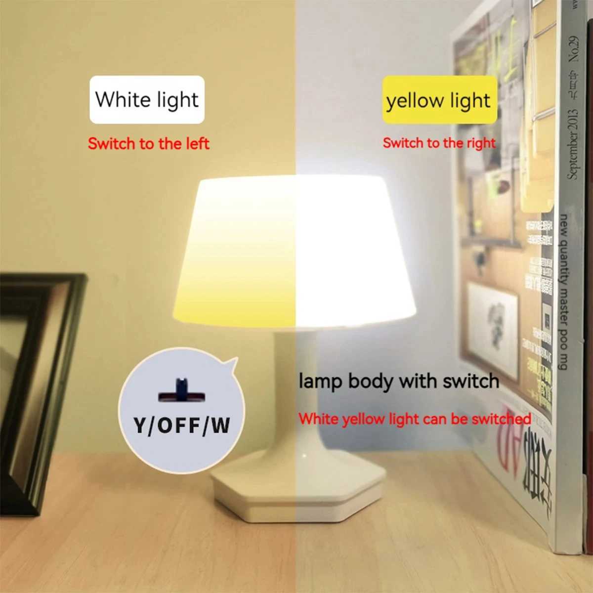 LED Eye Protection Table Lamp USB Rechargeable 2-color Switch Reading Lamp Bedroom Study Decoration Table Lamp Bedside LampXJ250703