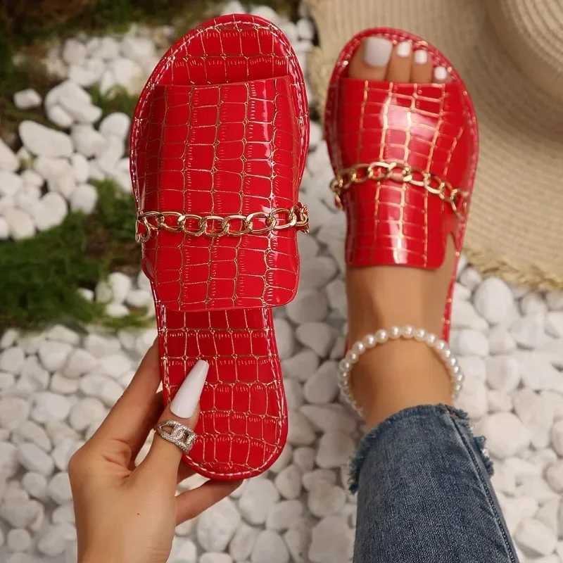 2024 Summer and Autumn New Large Size Open-toed Flip-flops Flat Wedge Sandals for Women Shoes for Women W250704