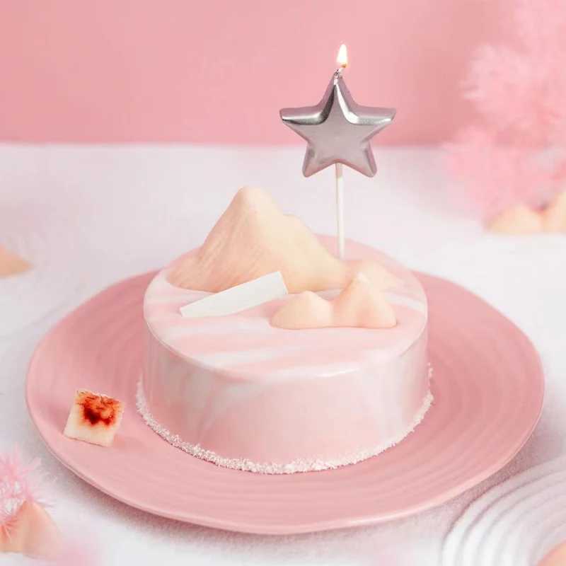 10pcs/lot Cute Solid Color Star Shaped Mini Candles for Baby Kids Adults Birthday Party Cake Topper Cupcake Decoration Supplies W250704