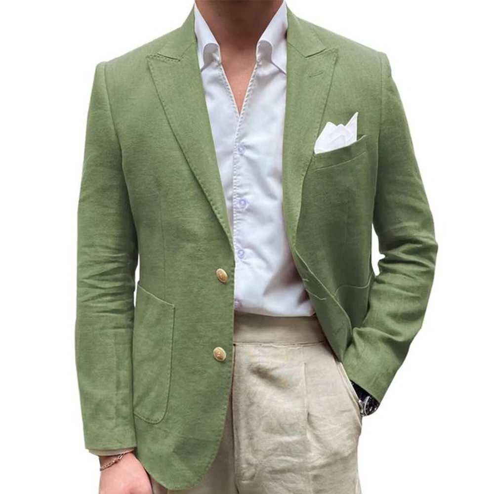 Just One Blazer Notch Lapel One Piece Mens Suits Linen Single Breasted Casual Mens Jacket For Wedding X250704