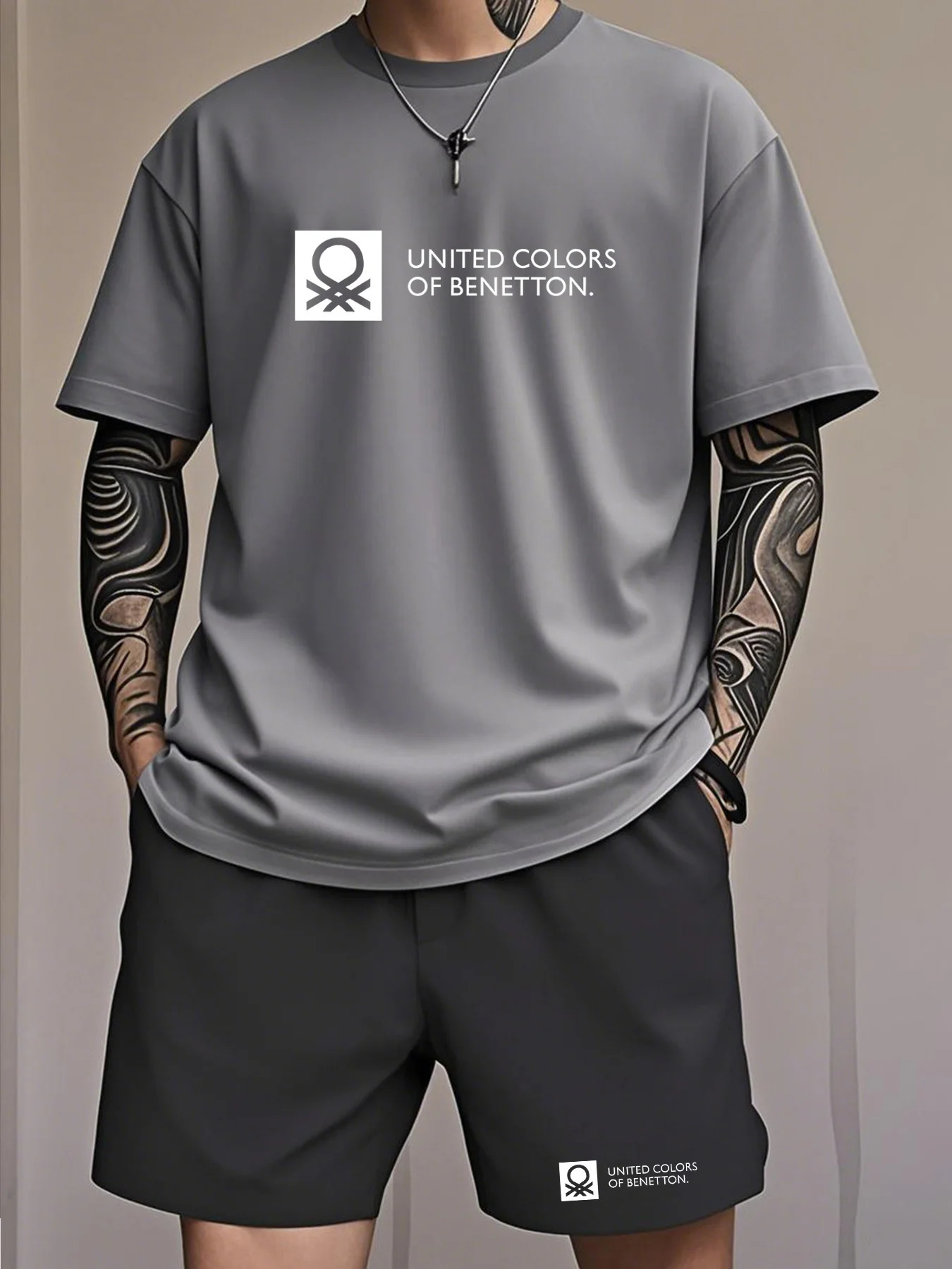 Summer Fashion Collaboration Color Benetton Mens Tshirt Casual Shortsleeved Set 250704