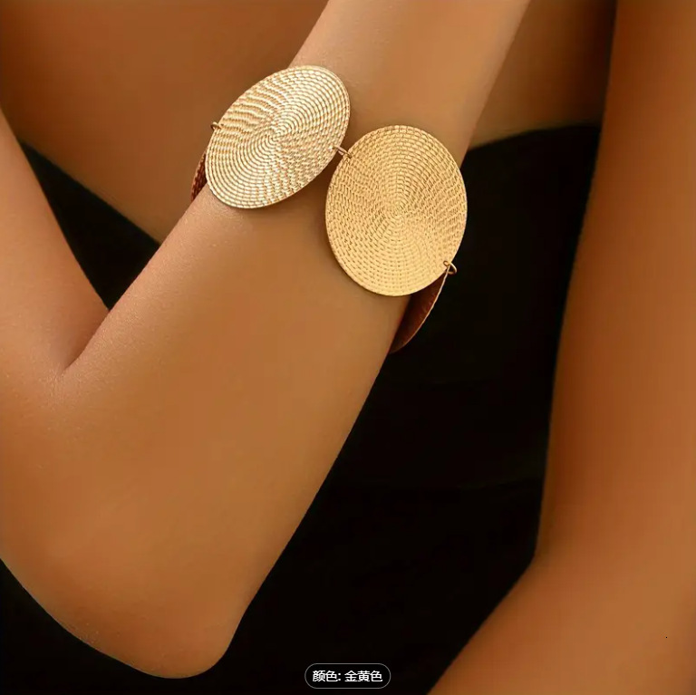 Hammered Texture Geometric Round Patchwork Bracelet Fashion High-end Trendy Unique Women's Accessory