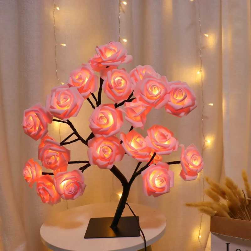 LED Rose Tree Lamp USB Powered Flower Night Light Atmosphere Lighting for Holiday Parties Weddings Gift Lover Home DecorXJ250703