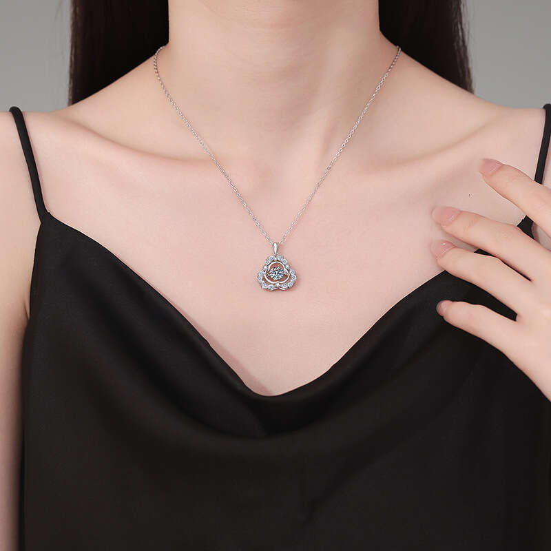 S925 Pure S925ier with Pendant, Gourd Dynamic Pendant Women, 1 caratS925 MoiS925S925anite Necklace for Women 62f