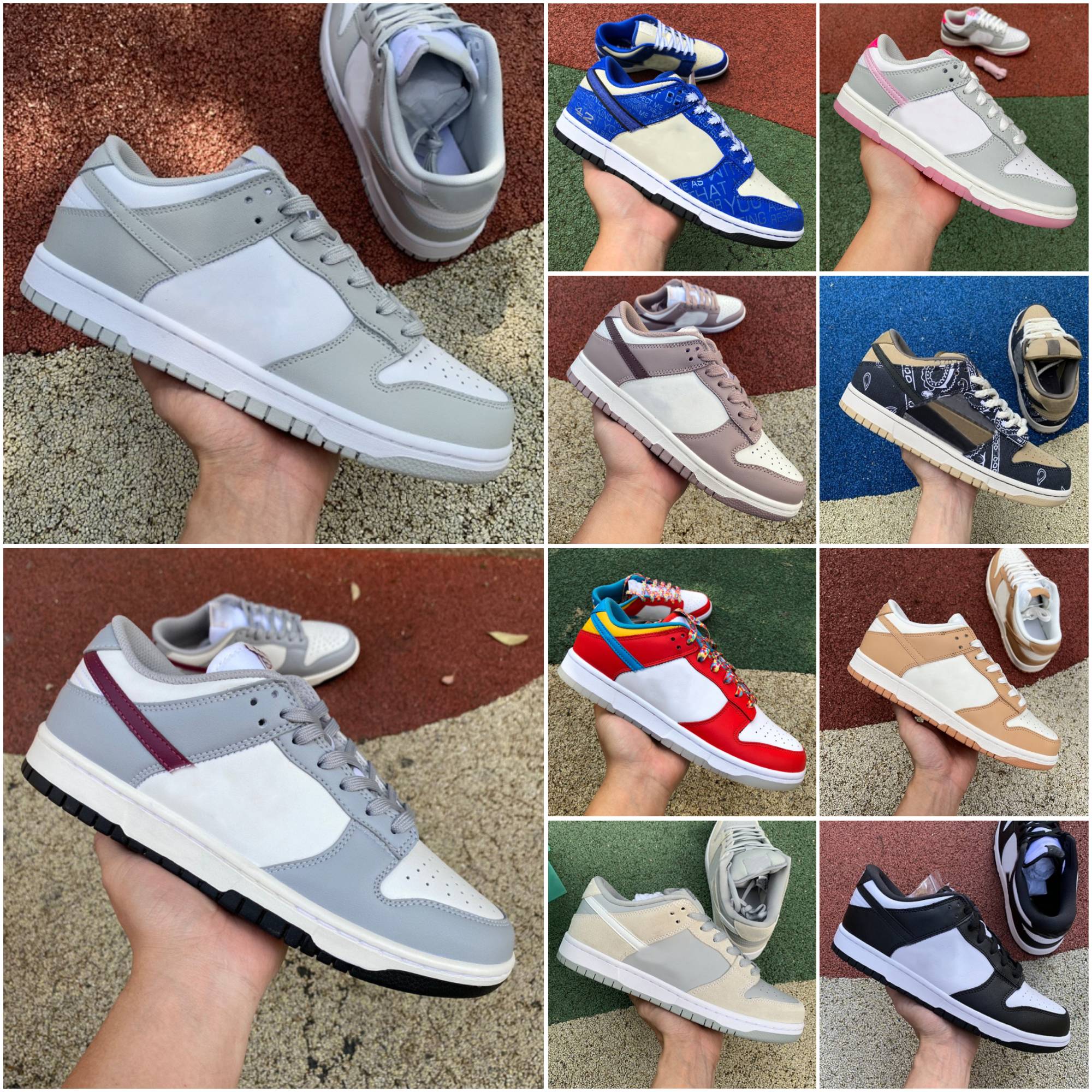 Designer Shoes Men Women Flat Sneakers Panda Triple White Black Grey Fog Orange Pink University Blue Red Green Red Rose Whisper Hiking Outdoor Mens Sports Trainers