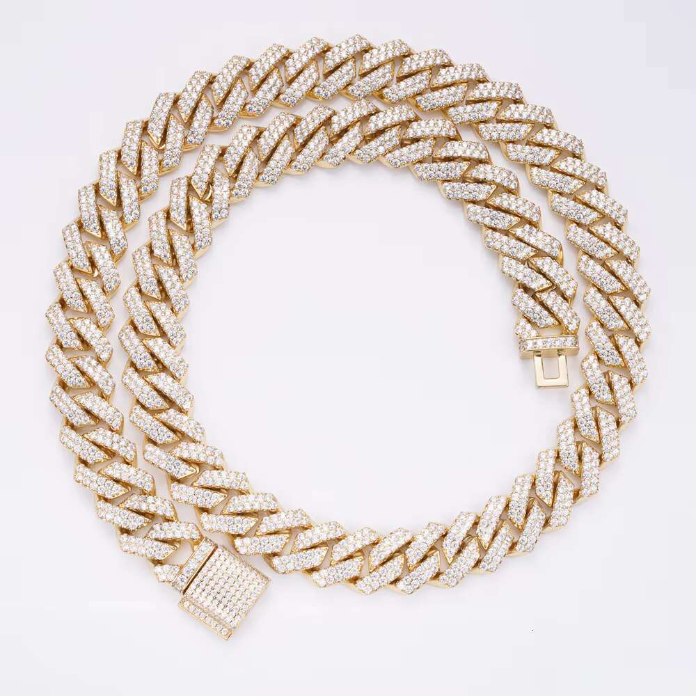 Fashion New Arrival Jewelry 10mm Full 5A Zircon Diamond Brass Gold Plated Cuban Link Chains Necklace for Mens