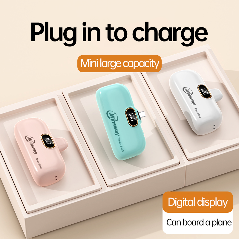 Winsway 5000mAh Mini Portable Power Bank Capsule Mobile Power Supply Emergency External Battery Fast Charger For iPhone 15/16