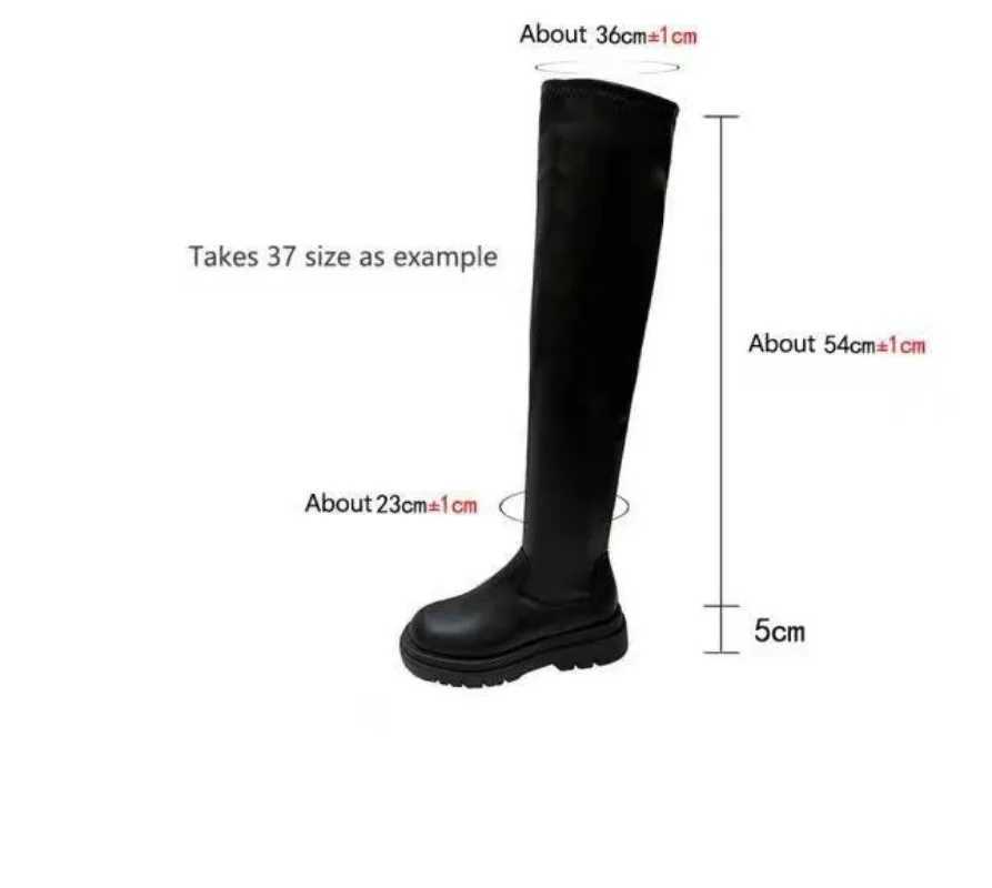 New Womens Stretch Over-the-Knee Boots Slim-Fit Thigh-High Riding Shoes Chunky Wedge Heel Elastic Equestrian Footwear for Ladies Z250704