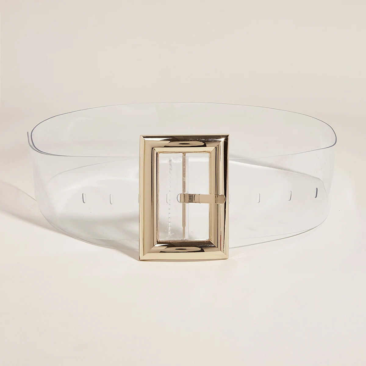 pvc transparent Ladies waist belts For women night show party daily life golden big buckle head adjustable length pin buckle 250627