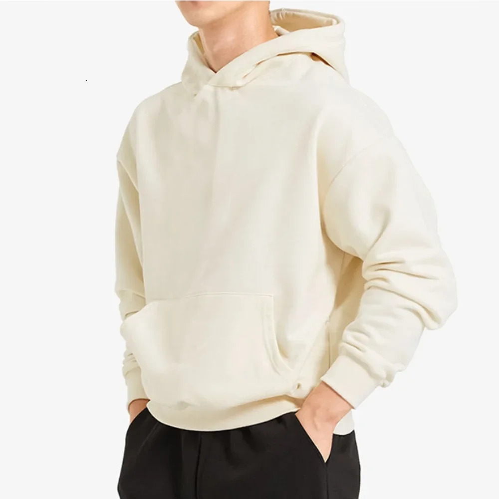 High quality mens hoodie Autumn Winter Casual Loose Hoodie Men Cotton Sweatshirt Fitness Sportswear Male Solid Pullover Tops 250704