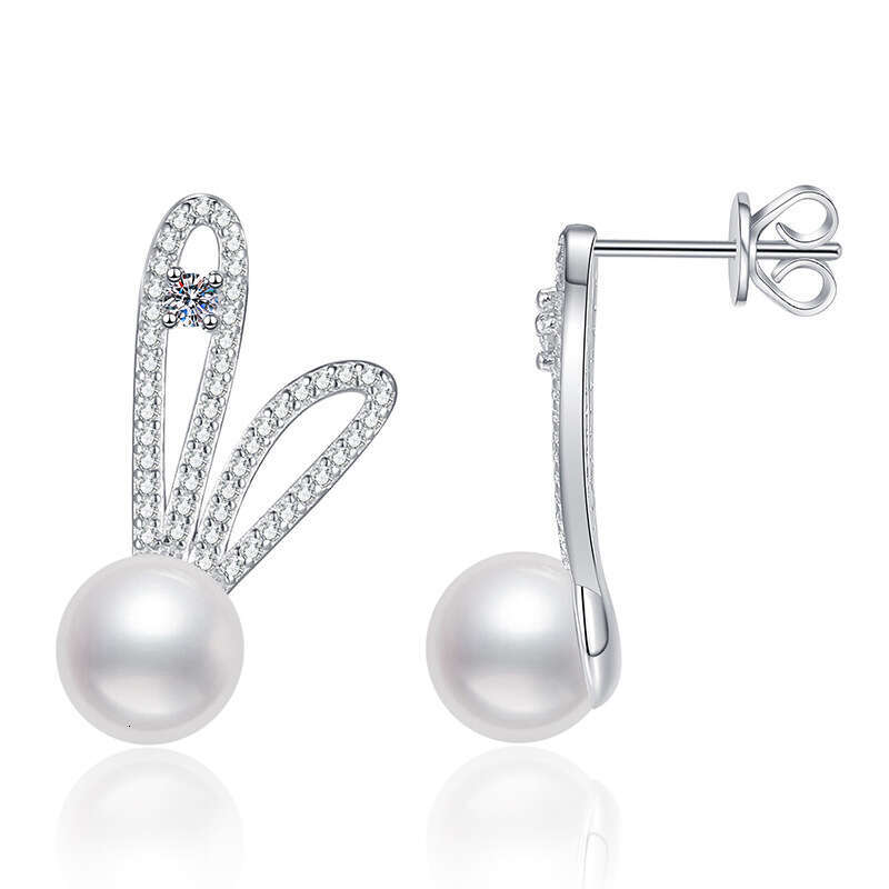 S925 Pure S925ier FreS925hwater Pearl FaS925hion VerS925atile Rabbit MoiS925S925anite S925tud EarringS925 for Women 3d7