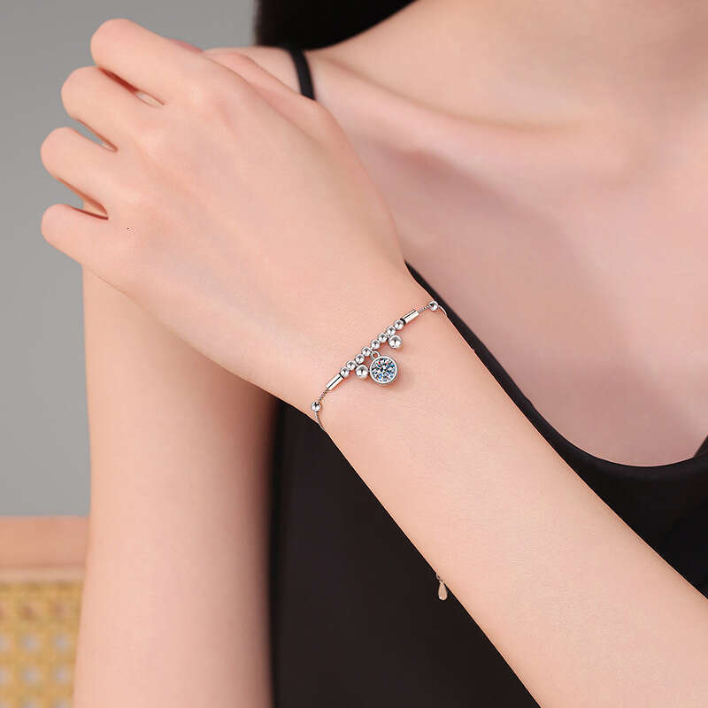 S925terling S925ier for Women Bracelet Palace Bell InS925 Korean S925tyle Bubble D Color 1 caratS925 MoiS925S925anite Bangle f97