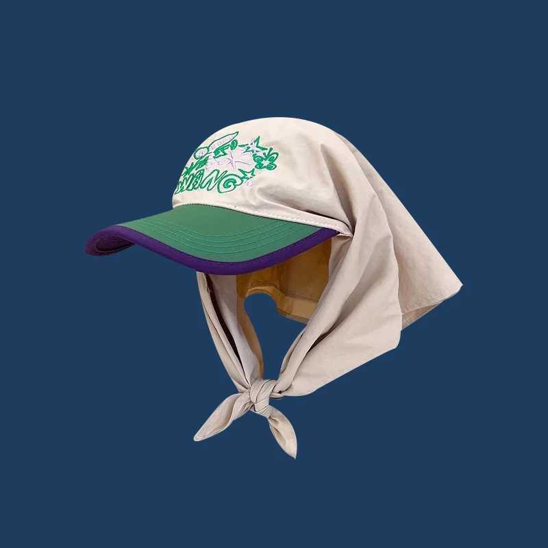 Korean Niche Letter Color Blocking Outdoor Quicking-dry Wens scarf Baseball Cap Duck Tongue Cap Summer Beach Sunshade Cap X250704
