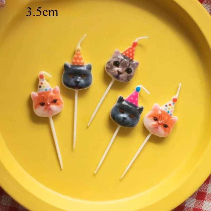 Cat Birthday Candles Pet Birthday Cake Decoration Cat Gift Box Candles Childrens Birthday Party Cake Baking Decoration W250704