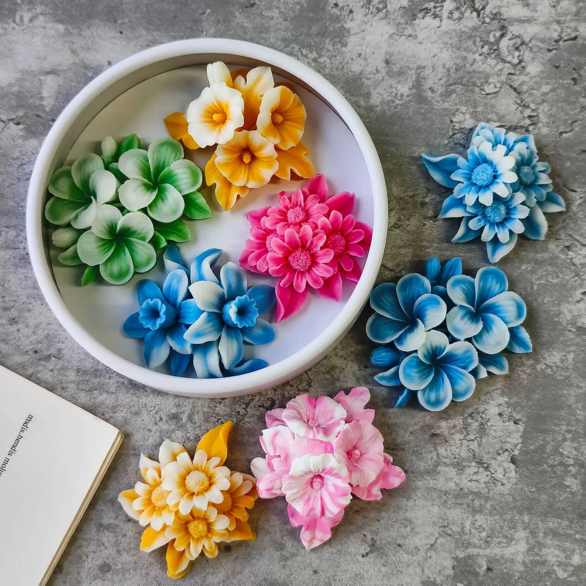 Flower Silicone Mold for DIY Aromatherapy Candles Diffuser Stones Plaster Handmade Soap Petal Resin Crafts and Home Decoration W250704