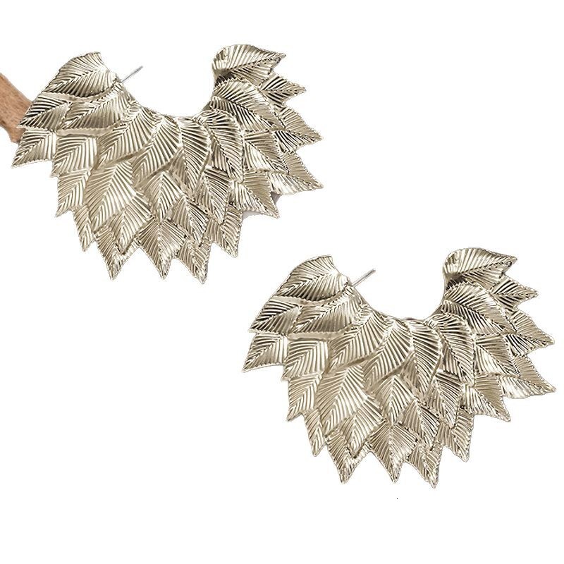 Fashion Versatile Simple Personality Exaggerated Multi-layer Leaf Earrings for Women