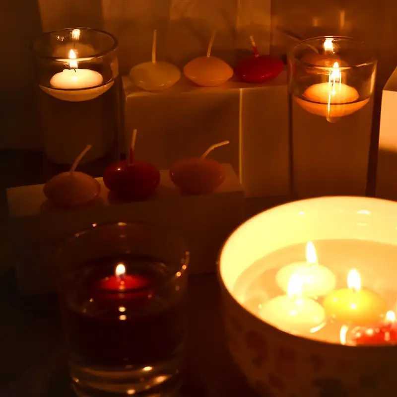 10Pcs Unscented Floating Candle Discs for Valentines Day Party Wedding Home Bathtub Decor Romantic Confession Candlelight W250704
